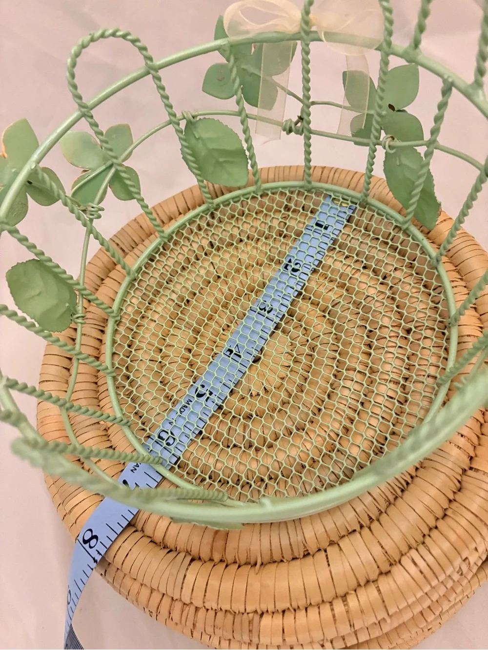 Decorative Green Floral Metal Basket - Brand